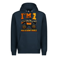 Navy i'm one this is how i roll monster truck birthday Premium Hoodie - Jasminsmagicworld