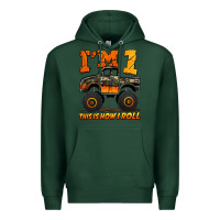 Sports Green i'm one this is how i roll monster truck birthday Premium Hoodie - Jasminsmagicworld