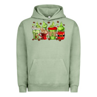 Pigment Oil Green grinch coffee cups Urban Hoodie - texasbilliewilder