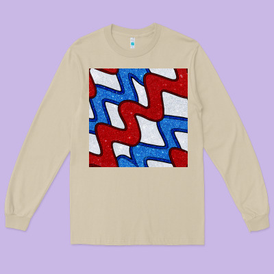 Glitter 4th Of July Seamless Pattern Long Sleeve Tee Designed By Bundleandbundleshop