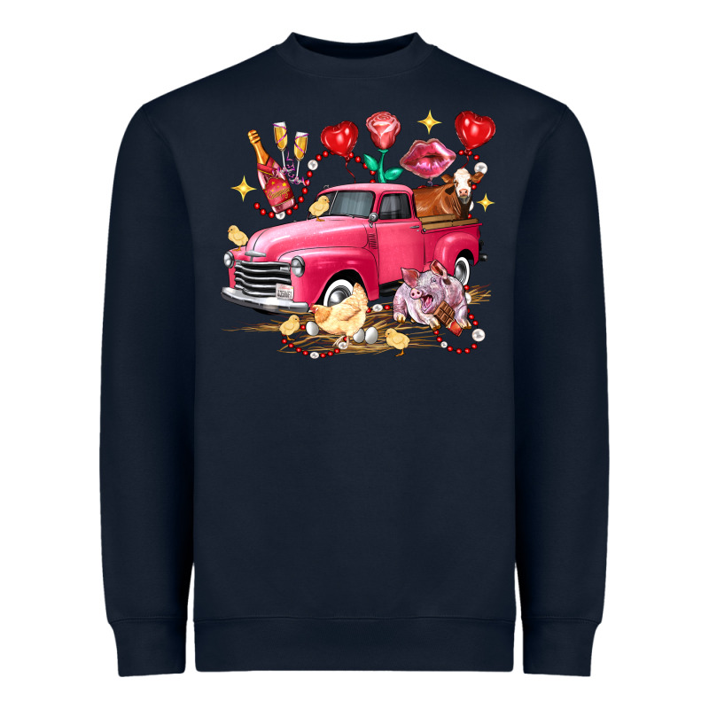 Valentine's Day Truck Farm Animals Heavyweight Sweatshirt by FaDigitalArtStudio | Teevron