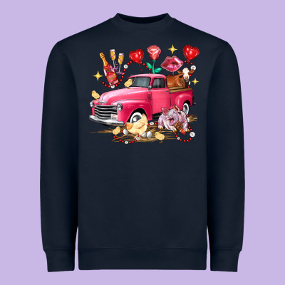 Valentine's Day Truck Farm Animals Heavyweight Sweatshirt Designed By Fadigitalartstudio