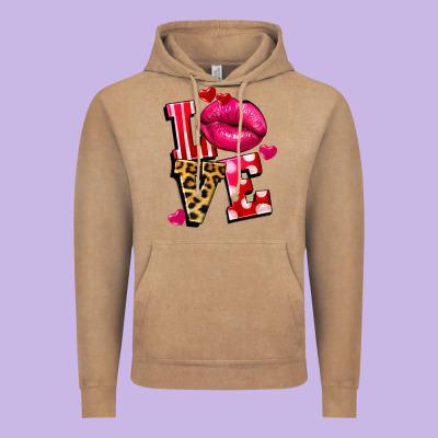 Love Lips Vintage Hoodie Designed By Fadigitalartstudio