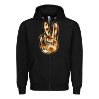 Black Floral Gold Peace Sign Zipper Hoodie - Jasminsmagicworld