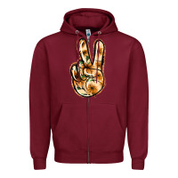 Burgundy Floral Gold Peace Sign Zipper Hoodie - Jasminsmagicworld