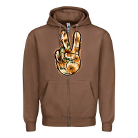 Chestnut Floral Gold Peace Sign Zipper Hoodie - Jasminsmagicworld