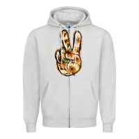 Dove Grey Floral Gold Peace Sign Zipper Hoodie - Jasminsmagicworld