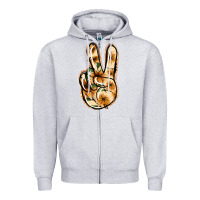 Heather Grey Floral Gold Peace Sign Zipper Hoodie - Jasminsmagicworld