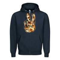 Navy Floral Gold Peace Sign Zipper Hoodie - Jasminsmagicworld