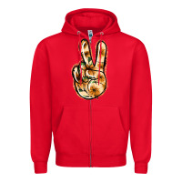 Red Floral Gold Peace Sign Zipper Hoodie - Jasminsmagicworld