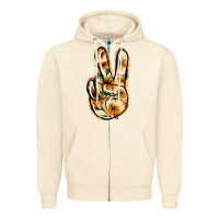 Sandshell Floral Gold Peace Sign Zipper Hoodie - Jasminsmagicworld