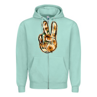 Seafoam Floral Gold Peace Sign Zipper Hoodie - Jasminsmagicworld