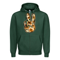 Sports Green Floral Gold Peace Sign Zipper Hoodie - Jasminsmagicworld