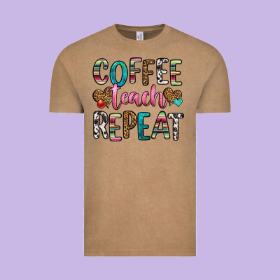 Coffee Teach Repeat Vintage Tee Designed By Hra Design Shop