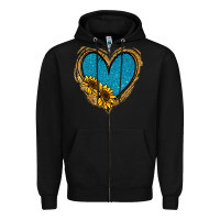 Black Gold Glitter Sunflower Blue Heart Zipper Hoodie - Jasminsmagicworld