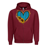 Burgundy Gold Glitter Sunflower Blue Heart Zipper Hoodie - Jasminsmagicworld