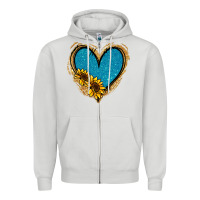 Dove Grey Gold Glitter Sunflower Blue Heart Zipper Hoodie - Jasminsmagicworld