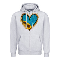 Heather Grey Gold Glitter Sunflower Blue Heart Zipper Hoodie - Jasminsmagicworld