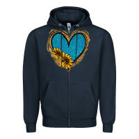 Navy Gold Glitter Sunflower Blue Heart Zipper Hoodie - Jasminsmagicworld