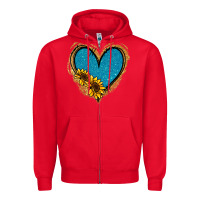 Red Gold Glitter Sunflower Blue Heart Zipper Hoodie - Jasminsmagicworld