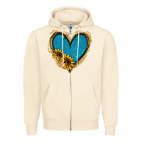 Sandshell Gold Glitter Sunflower Blue Heart Zipper Hoodie - Jasminsmagicworld