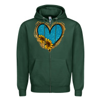 Sports Green Gold Glitter Sunflower Blue Heart Zipper Hoodie - Jasminsmagicworld