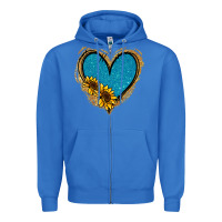 True Royal Gold Glitter Sunflower Blue Heart Zipper Hoodie - Jasminsmagicworld