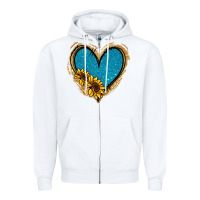 White Gold Glitter Sunflower Blue Heart Zipper Hoodie - Jasminsmagicworld