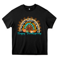 Black Happy thanksgiving rainbow Heavy Core Tee - Artiststas