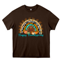 Chocolate Brown Happy thanksgiving rainbow Heavy Core Tee - Artiststas