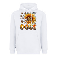 White life is better with dogs sunflower Heavyweight Hoodie - MaliasSmallBusiness