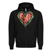 Black Pink Glitter Floral Heart Zipper Hoodie - Jasminsmagicworld