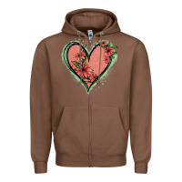 Chestnut Pink Glitter Floral Heart Zipper Hoodie - Jasminsmagicworld