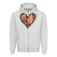 Pink Glitter Floral Heart Zipper Hoodie | Teevron