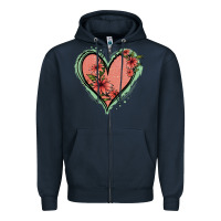 Navy Pink Glitter Floral Heart Zipper Hoodie - Jasminsmagicworld