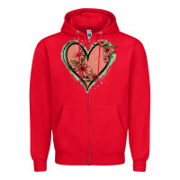 Red Pink Glitter Floral Heart Zipper Hoodie - Jasminsmagicworld