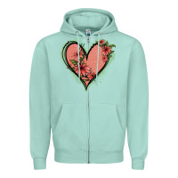 Seafoam Pink Glitter Floral Heart Zipper Hoodie - Jasminsmagicworld
