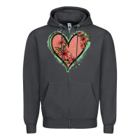 Smoke Pink Glitter Floral Heart Zipper Hoodie - Jasminsmagicworld