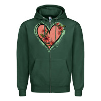 Sports Green Pink Glitter Floral Heart Zipper Hoodie - Jasminsmagicworld