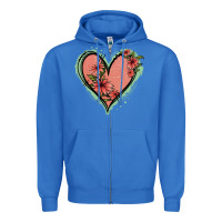 True Royal Pink Glitter Floral Heart Zipper Hoodie - Jasminsmagicworld