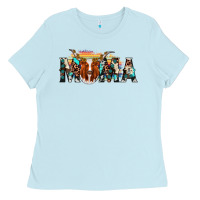 Baby Blue longhorn mama Ladies Tee - AdoDesignShop