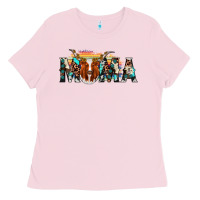 Bubblegum Pink longhorn mama Ladies Tee - AdoDesignShop