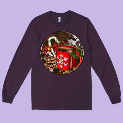 Christmas Hot Chocolate And Chocolate Long Sleeve Tee Designed By Adodesignshop