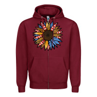 Burgundy Patriotic Sunflower Zipper Hoodie - Jasminsmagicworld
