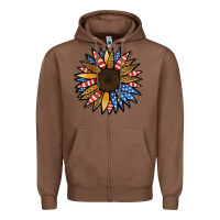 Chestnut Patriotic Sunflower Zipper Hoodie - Jasminsmagicworld