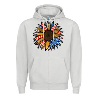 Dove Grey Patriotic Sunflower Zipper Hoodie - Jasminsmagicworld