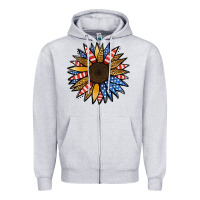 Heather Grey Patriotic Sunflower Zipper Hoodie - Jasminsmagicworld
