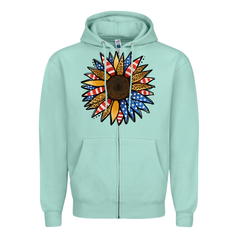 Patriotic Sunflower Zipper Hoodie by Jasminsmagicworld | Teevron