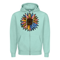 Seafoam Patriotic Sunflower Zipper Hoodie - Jasminsmagicworld