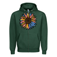 Sports Green Patriotic Sunflower Zipper Hoodie - Jasminsmagicworld